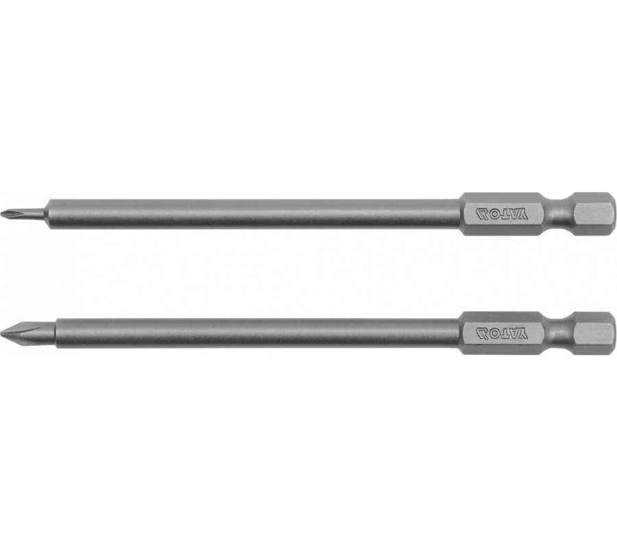 SCREWDRIVER BITS 2PCS - PHILLIPS: PH00x100MM; PH0x100MM 1/4" HEX DRIVE (YT-0459)