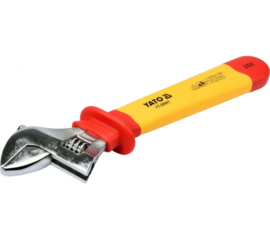 INSULATED ADJUSTABLE WRENCH 250MM VDE (YT-20941)