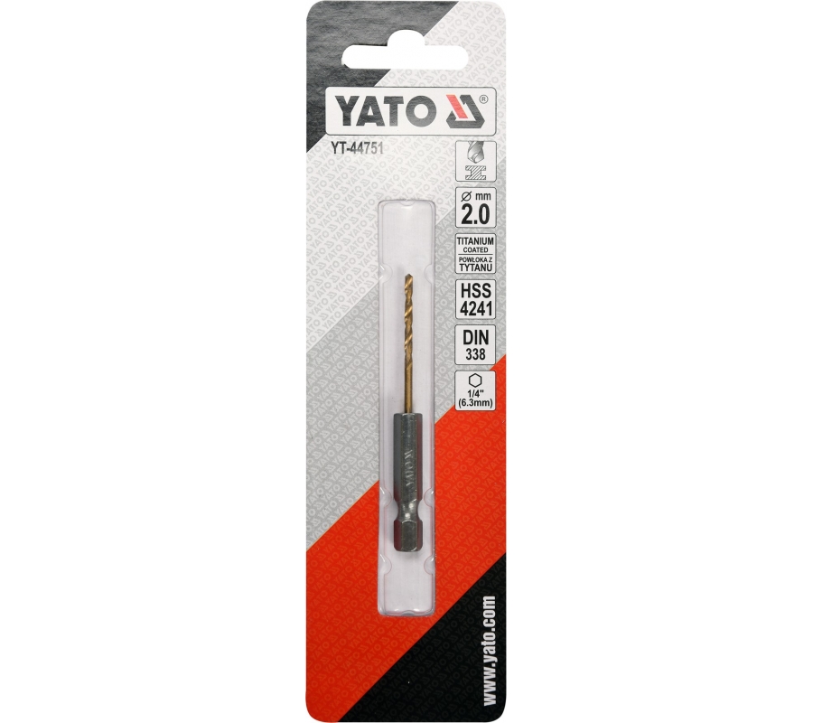 METAL DRILL WITH HEX SHANK 2,0MM TITAN (YT-44751)
