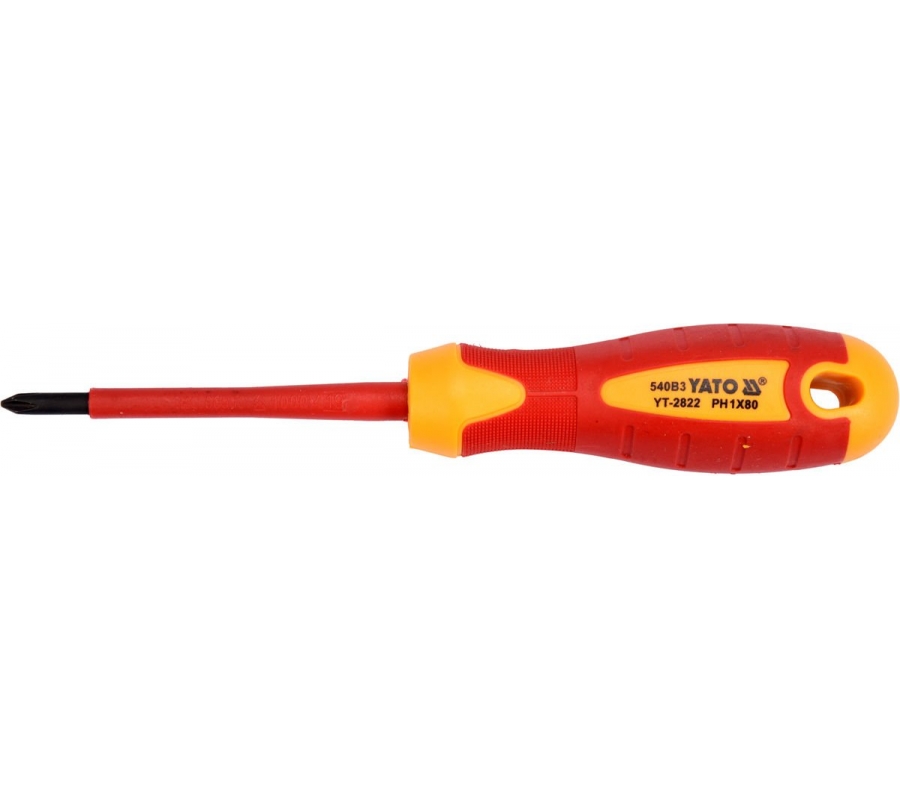 VDE Slot Screwdriver, 1000V PH1x80 mm (YT-2822)