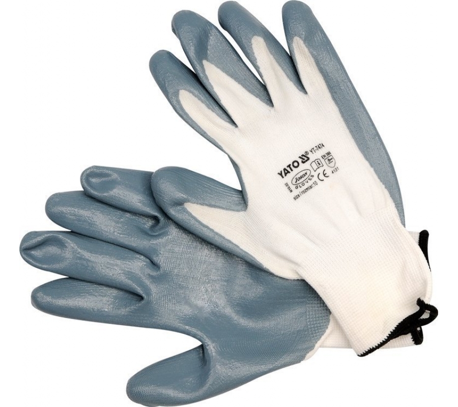Work gloves white | nylon / polyurethane | Size 10 (YT-7474)