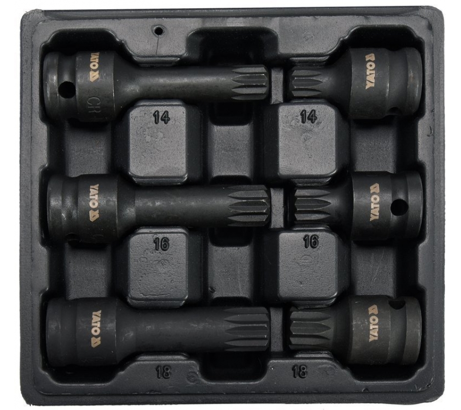 Impact wrench set | 12,5 mm (1/2") | Spline (XZN) | 6 pcs. (YT-10652)