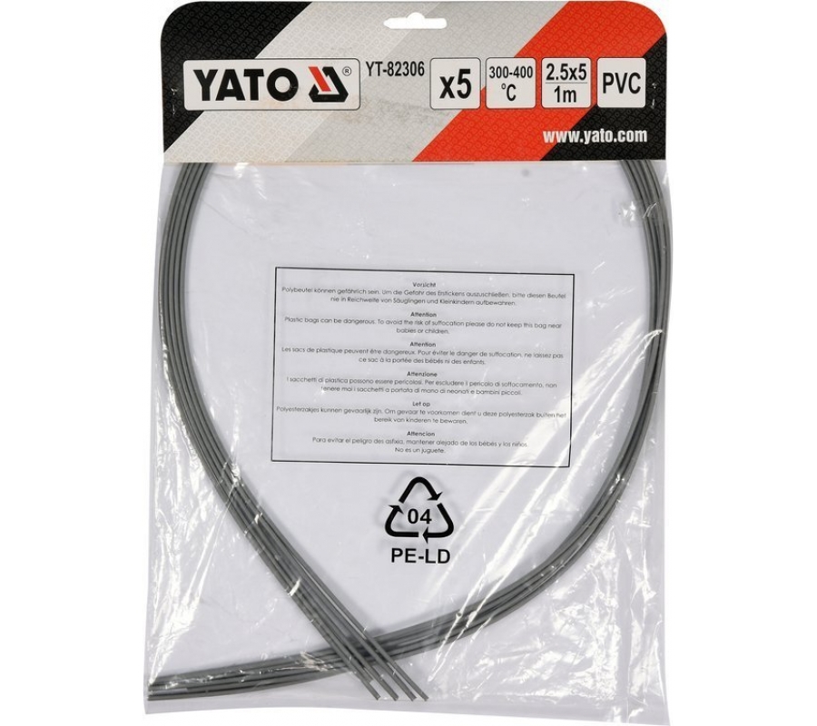 Plastic welding rods | (PVC) | 2.5X5 mm | 5х1m / 5 pcs (YT-82306)