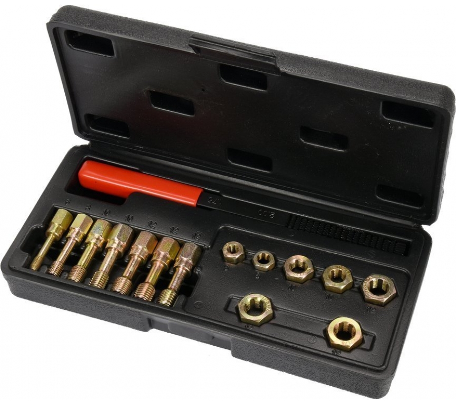 KIT FOR REPAIRING THREADS ON BOLTS AND NUTS | 15 pcs. (YT-17705)