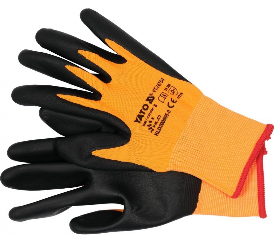 15G NITRILE COATED NYLON PROTECTIVE GLOVES WITH COATING FOR SMARTPHONE HANDLING SIZE 8 (YT-74754)