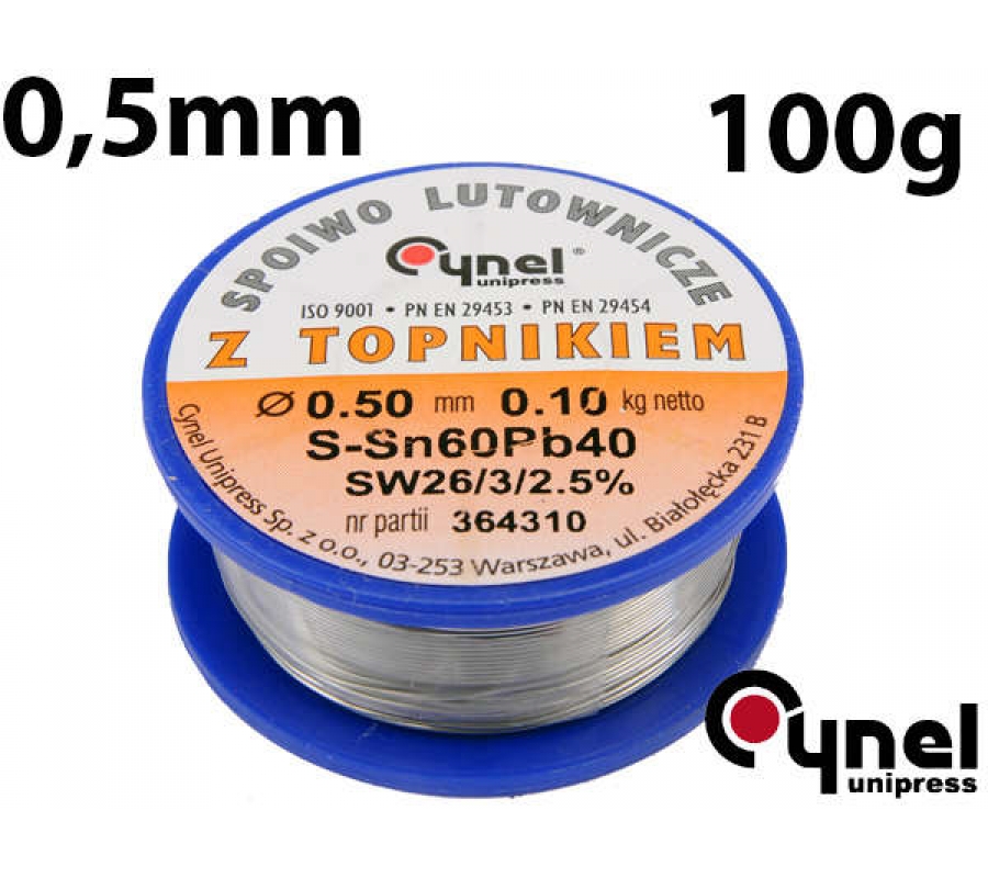 Припой для пайки Sn60Pb40 Ø 0,5мм/100г (76800)