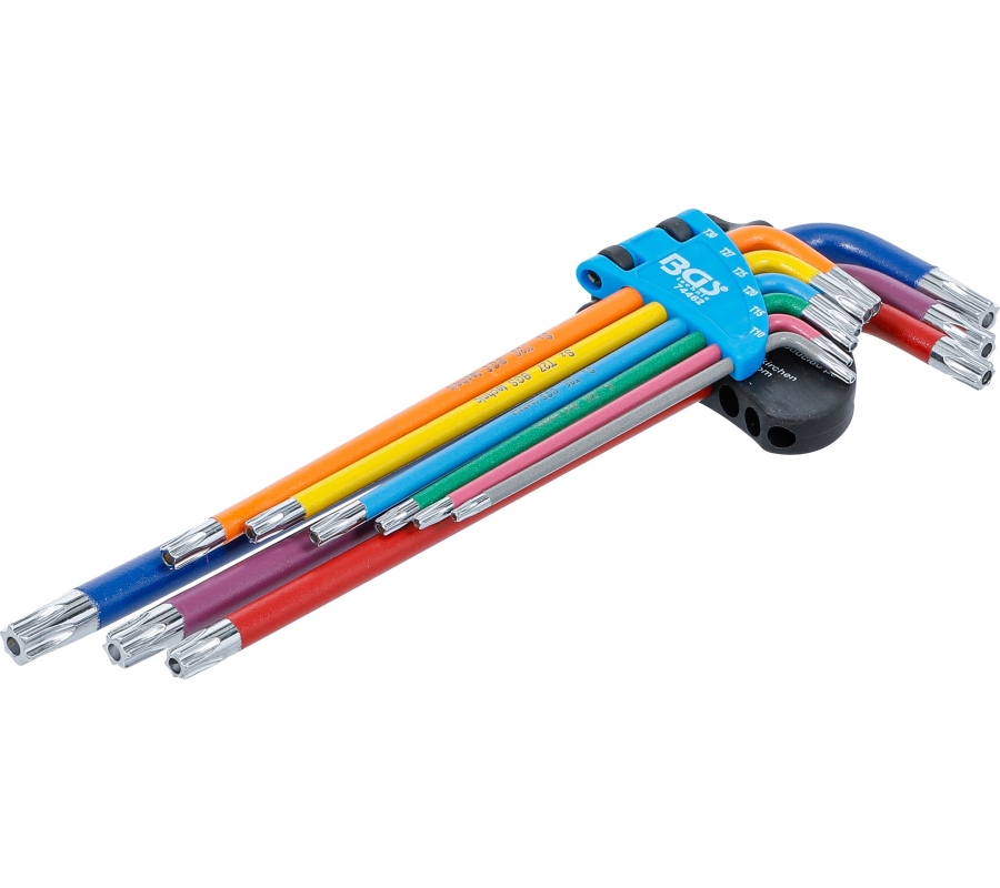 L-Type Wrench Set | Multicolour | extra lang | T-Star tamperproof (for Torx) T10 - T50 | 9 pcs. (74462B)
