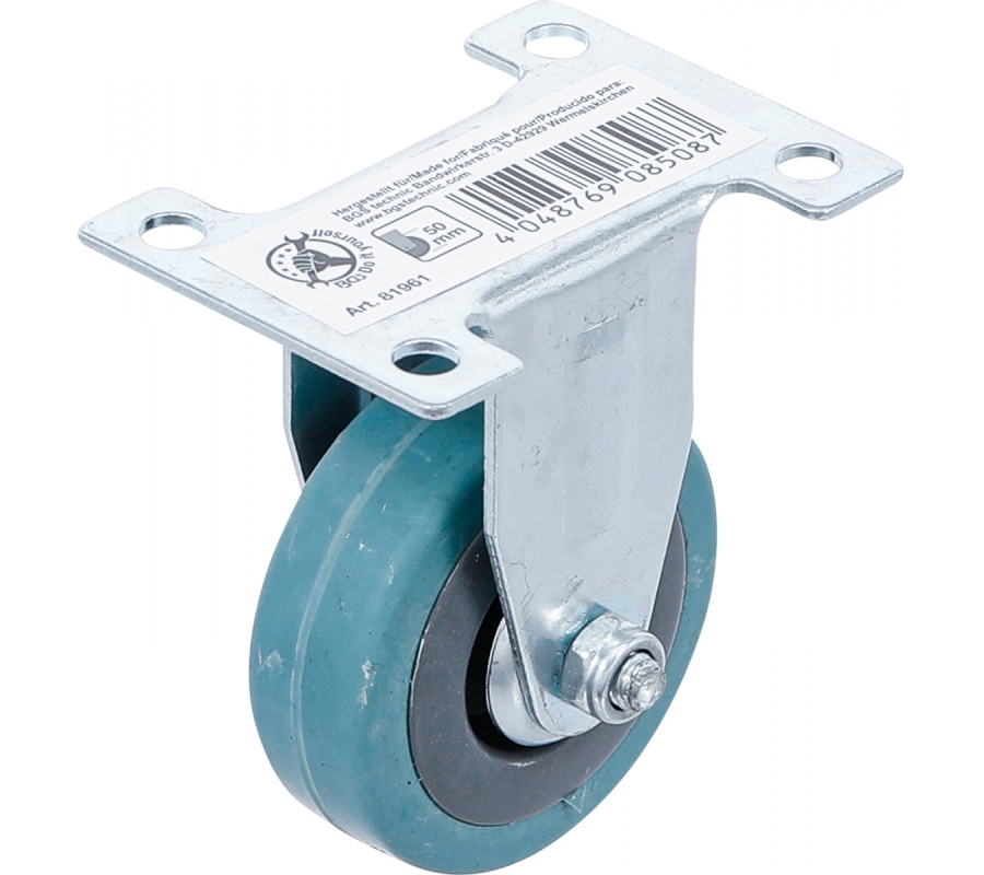 Fixed Castor | Rubber | with Assembly Plate | Ø 50 mm (81961)