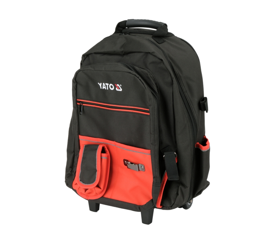 TROLLEY TOOL BACKPACK WITH HARD BASE | 350x275x505 mm | telescopic handle (YT-74287)
