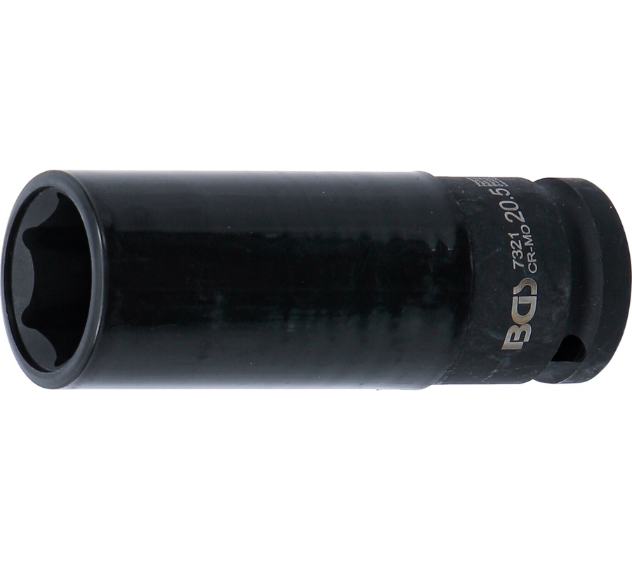 Galvutė smūginė ilga plonasienė | su plastikine apsauga | 12,5 mm (1/2") | 20.5 mm (7321)