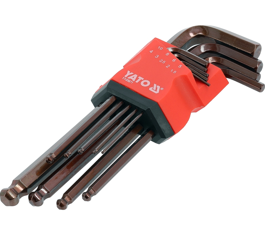 LONG HEX KEY BALL SET | 1.5-10MM | 9 PCS | S2 (YT-05671)