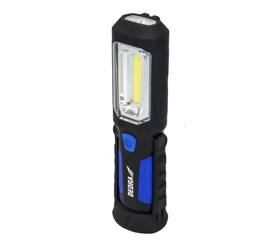 Akumuliatorinis prožektorius 3W COB LED + 1W LED, ikroviklis USB 230V ir 12V (L1022)