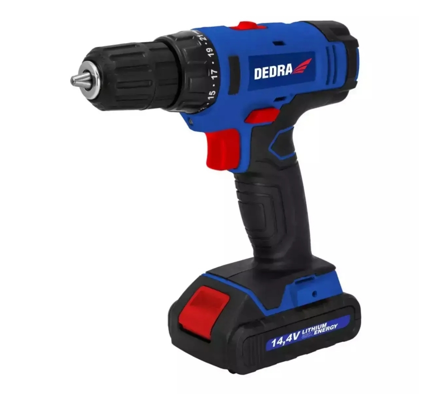 Akumuliatorinis suktuvas-gręžtuvas14,4V, 1,5Ah, 1h, 0-400/0-1350rpm (DED7878B)