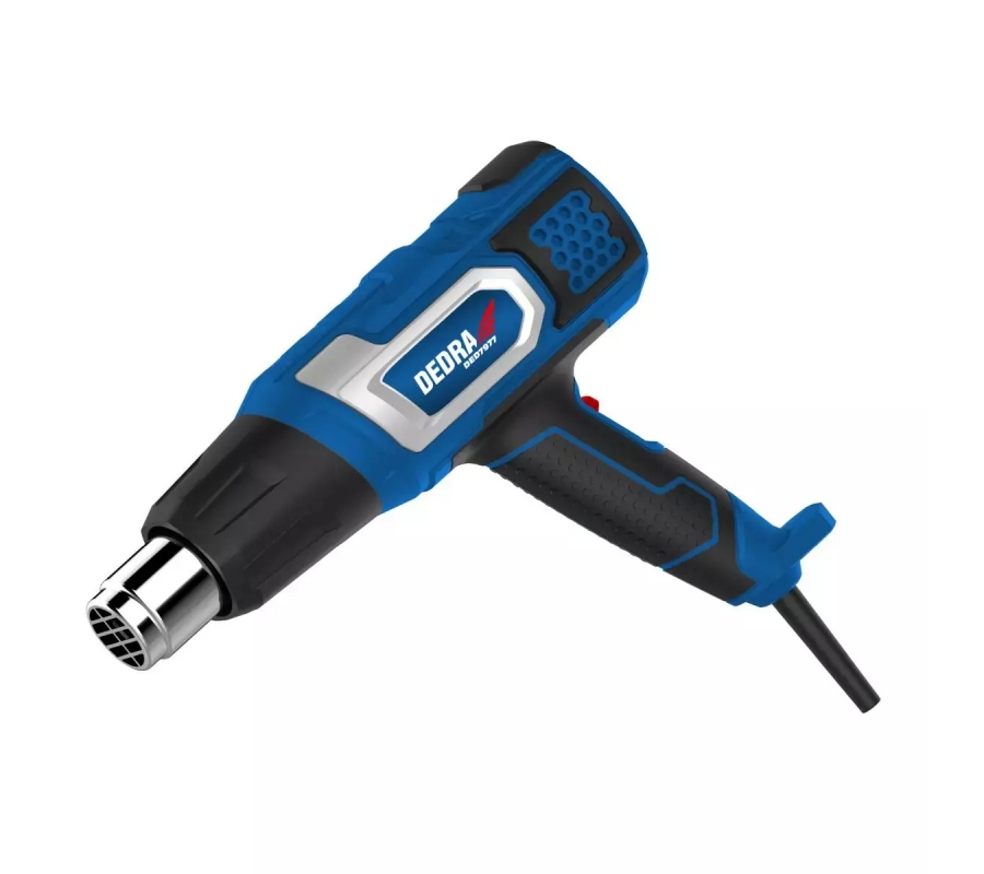 Karšto oro pistoletas 2000 W, reguliuojama temperatura, 4 antgaliai, deže (DED7977)