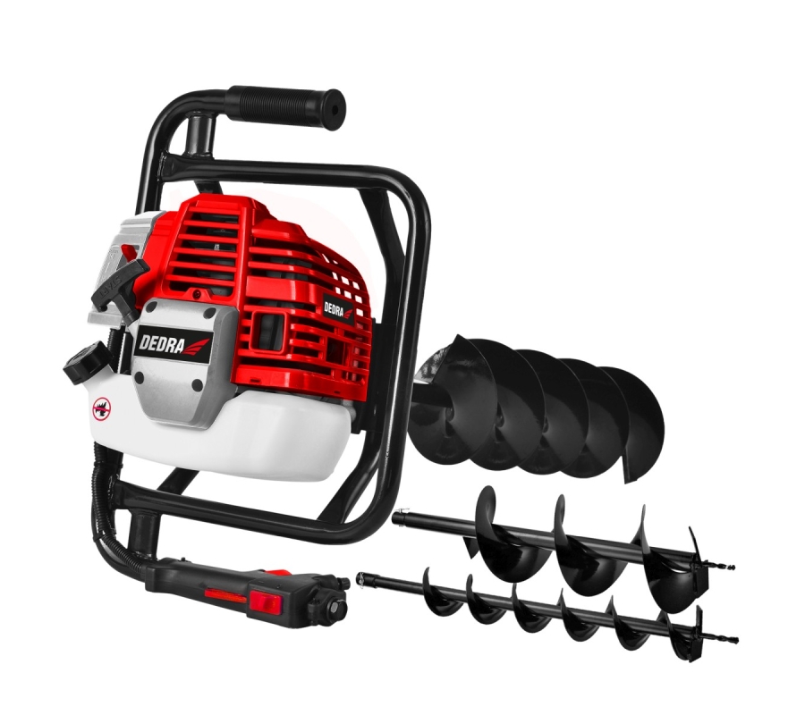 Žemės grąžtas benzininis 1450W, 52cm3, + 3vnt. grąžtai 100, 150 ir 200 mm DEDRA (DED8809)