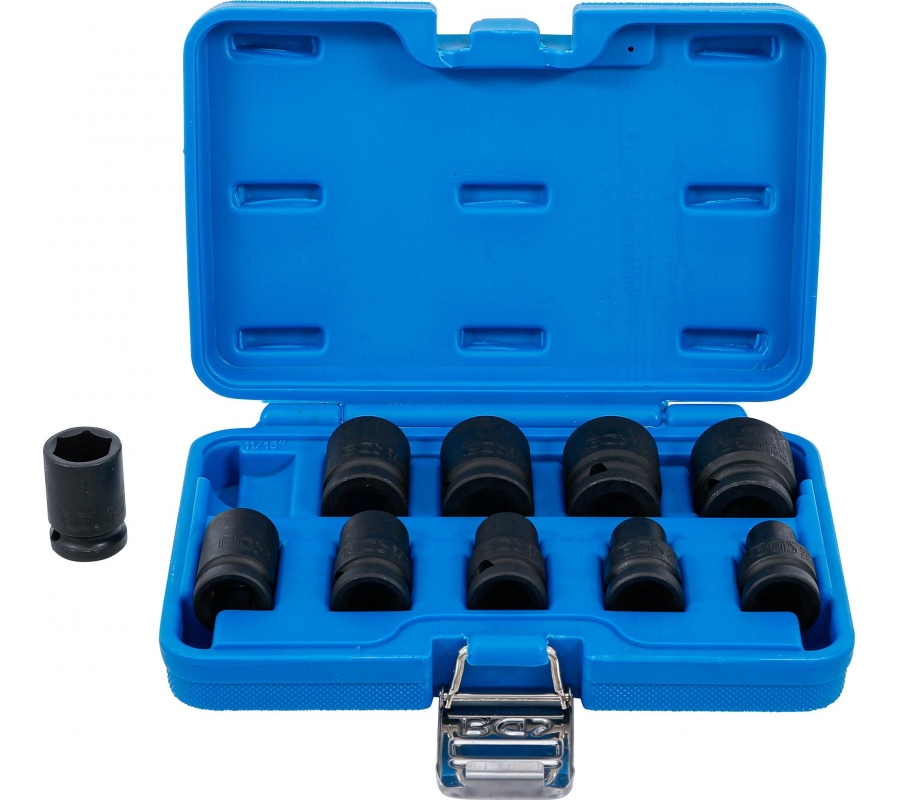 Impact Socket Set, Hexagon | 12.5 mm (1/2") Drive | 3/8 - 15/16" | Inch Sizes | 10 pcs. (74296)