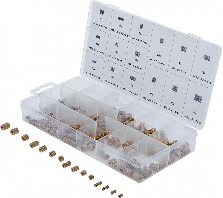 Insert Nut Assortment | Brass | 330 pcs. (85223)