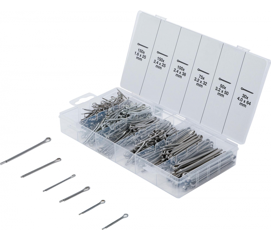 Split Pin Assortment | Stainless Steel | Ø 1.6 - 4.0 mm | 555 pcs. (8048-1)