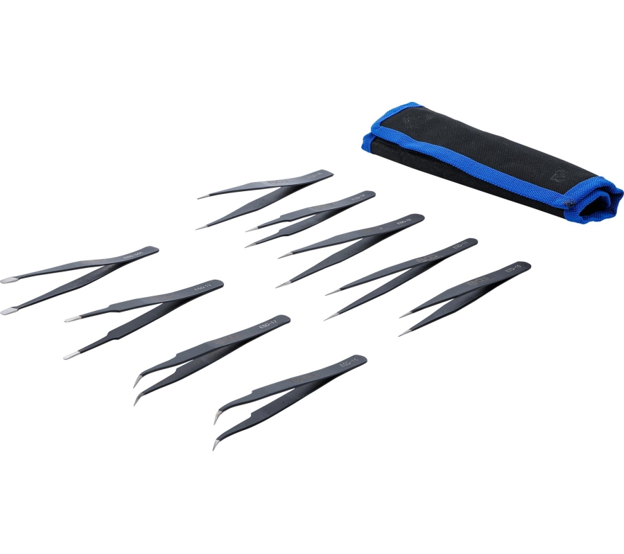 Stainless Steel Tweezers Set | 9 pcs. (74413)