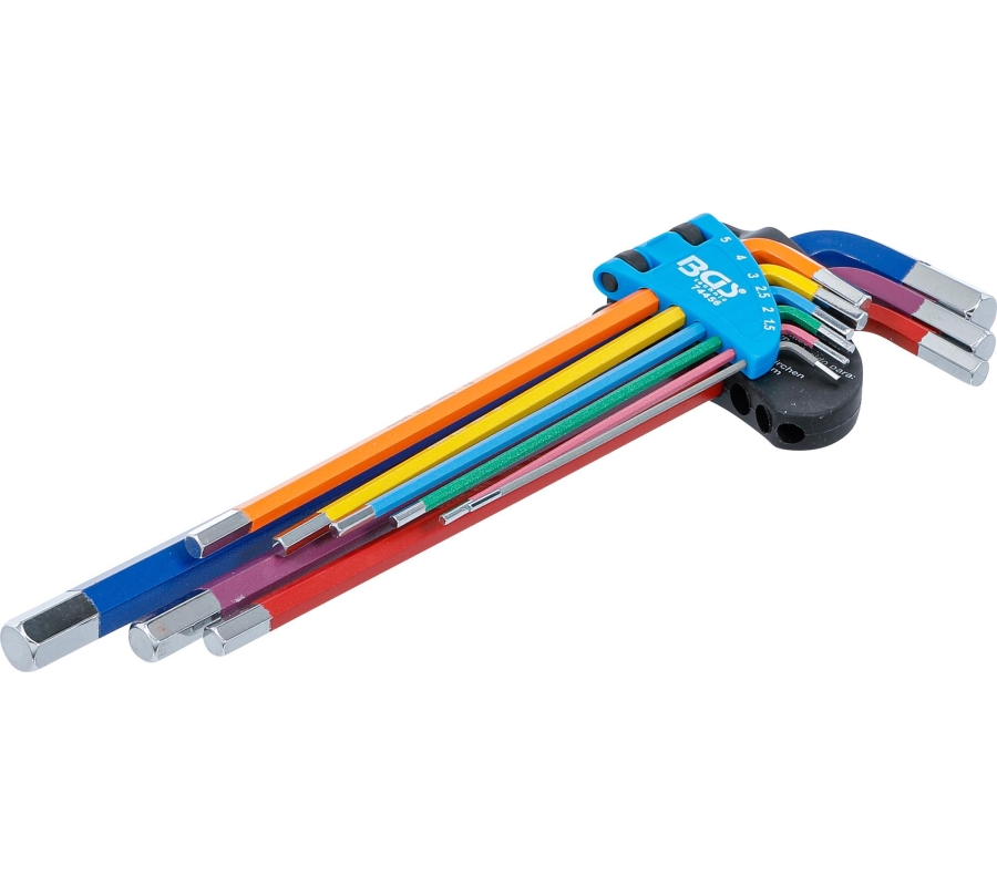 L-Type Wrench Set | Multicolour | extra long | internal Hexagon 1.5 - 10 mm | 9 pcs. (74456B)