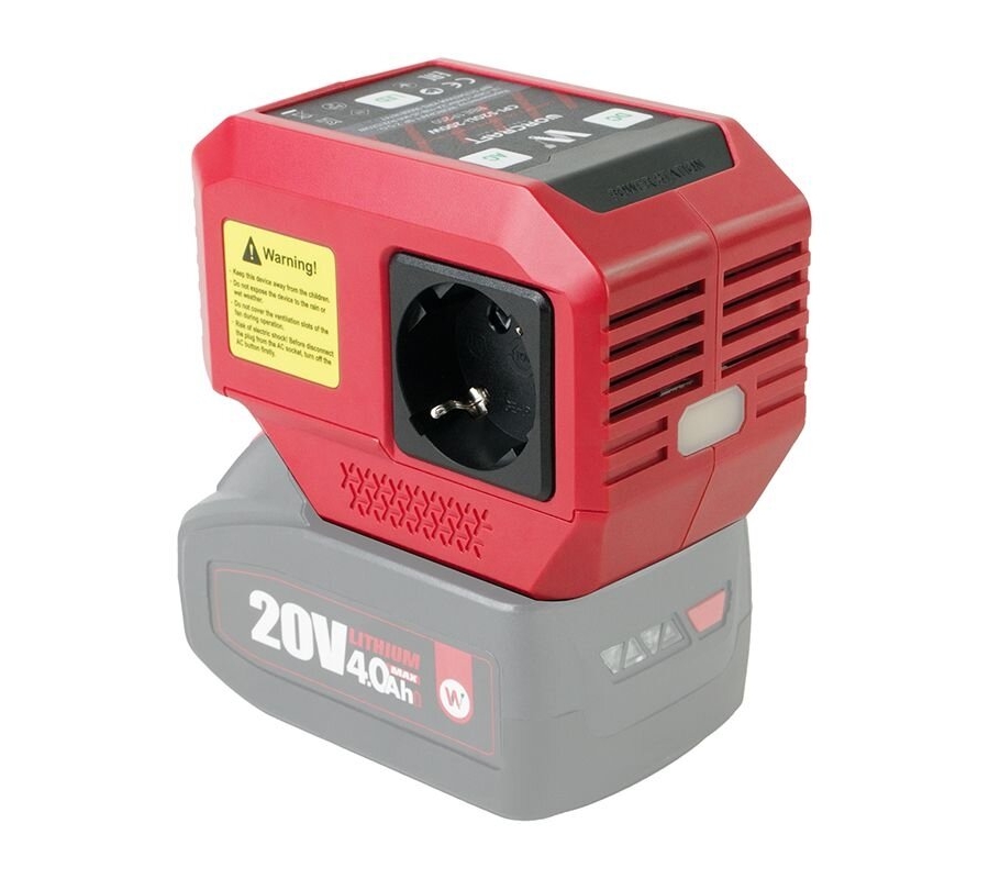 Akumuliatoriaus inverteris WORCRAFT 220V+USB 20V LI-ION (CPIS20Li)