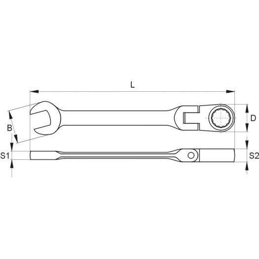 Raktas su terkšle vartoma galvute 19 mm "Yato" (YT-1685)