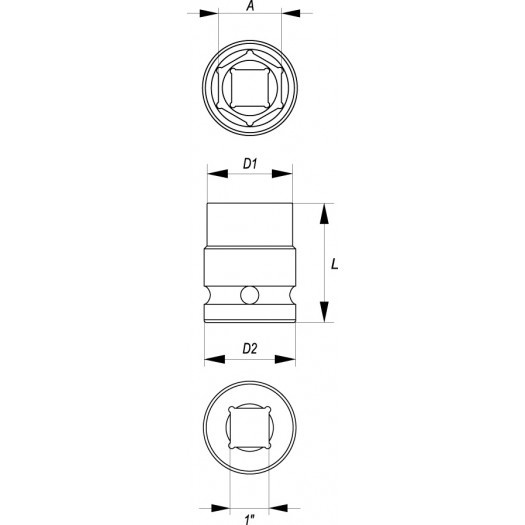 Impact Socket, Hexagon | 25 mm (1") Drive | 33 mm(YT-1188)