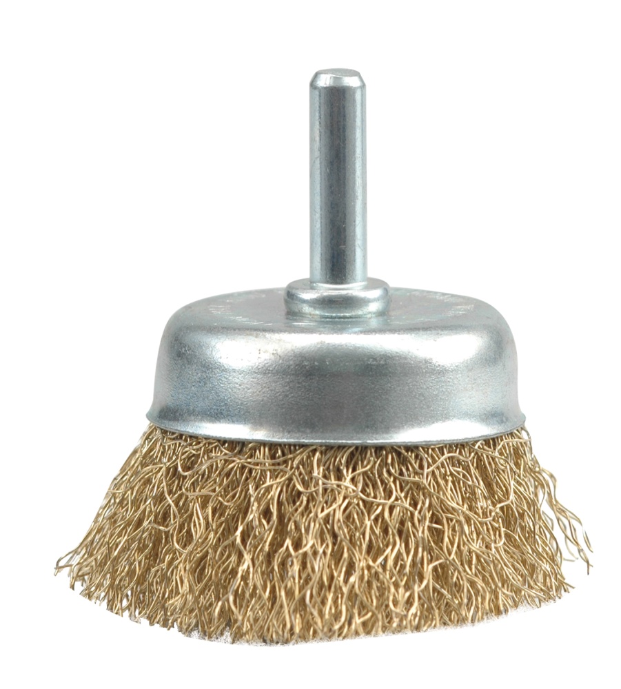 CUP BRUSH W. SHAFT 50MM, CRIMPED WIRE (06987)