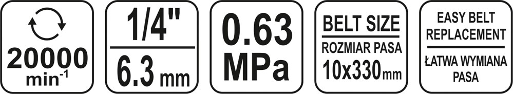 Pneumatinis juostinis šlifuoklis | 10 X 330 mm (YT-09741)