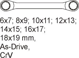 PVC TRAY WITH 7PCS RING SPANNERS 6-19 (YT-5533)