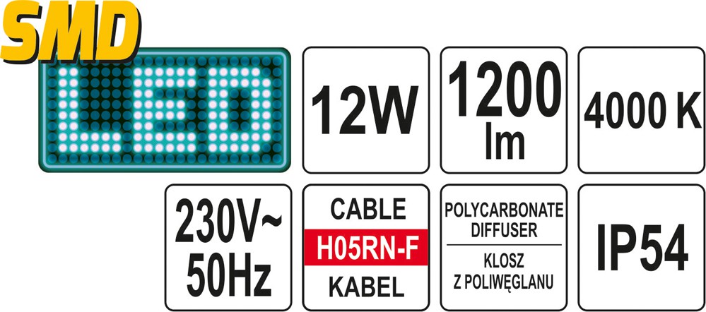 Under Bonnet Lamp 12W SMD LED 220V (YT-08532)