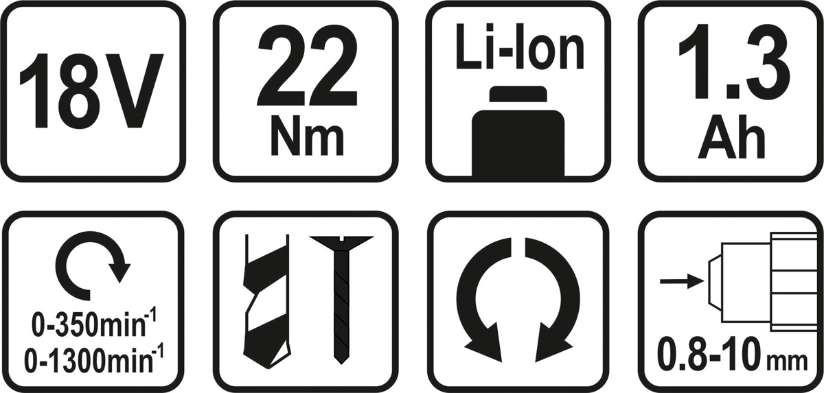 Akumuliatorinis smūginis gręžtuvas / suktukas 18V +2 X AKUM. 1,3AH LI-ION (78972)