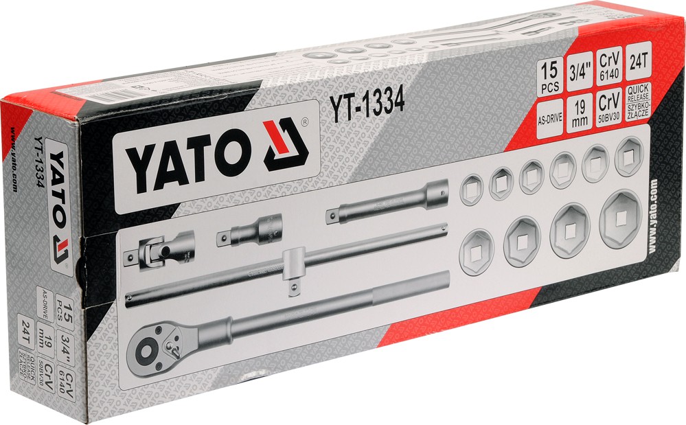 Socket Set | 30-60 mm | 15 pcs (YT-1334)