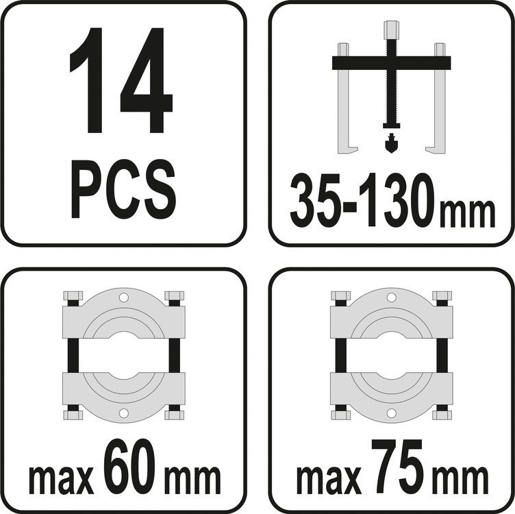 Puller and separators | 14 pcs. (YT-06412)