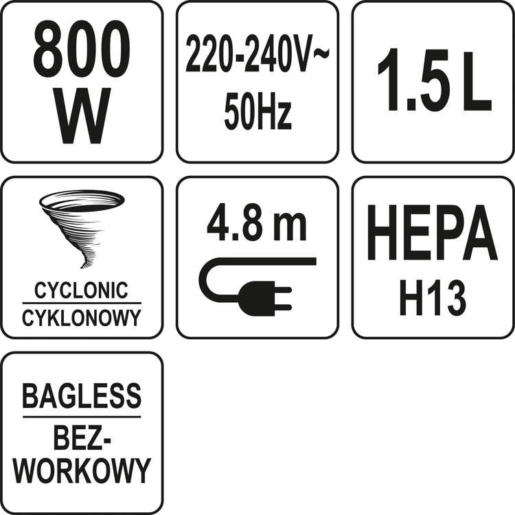 Пылесос 800Вт, 1,5л (67112)