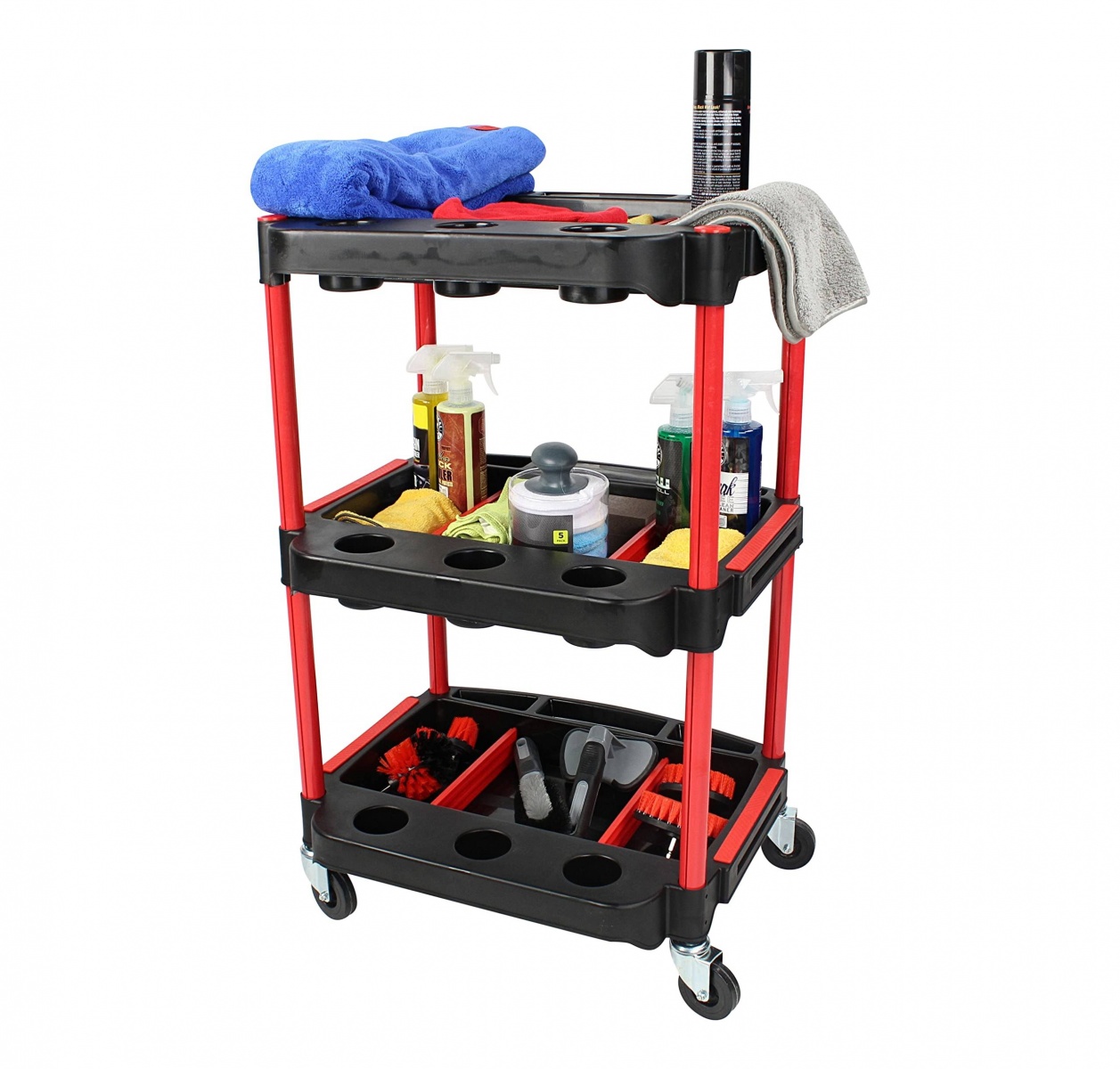 Workshop Trolley 3-Level Composite with Parts Storage + 2 perforations with 8 hooks (WT3P)