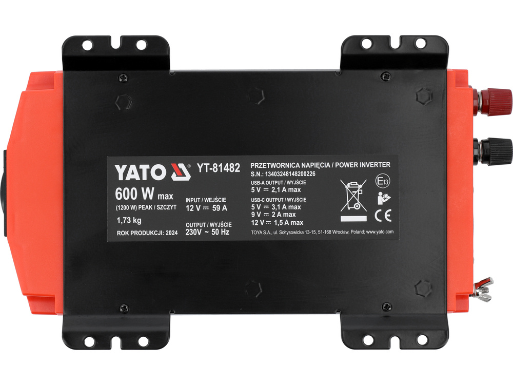 Automobilinis įtampos inverteris | grynas sinusas | 12/230V 600W (YT-81482)