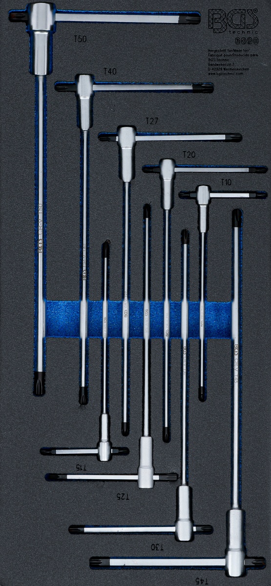 Tool Tray 1/3: Screwdriver Set with Sliding T-Handle | T-Star (for Torx) | T10 - T50 | 9 pcs. (6090)