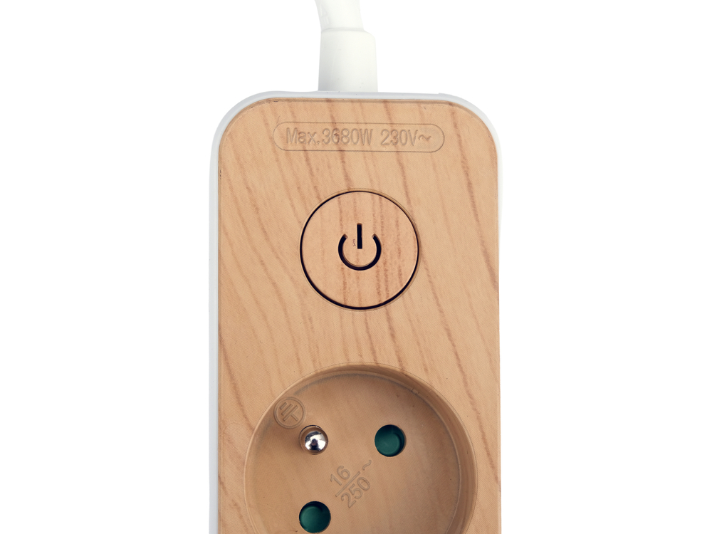 Maitinimo laidas/ilgintuvas su įžeminimu (medžio imitacija) | 5 lizdai + USB | 1,0 mm2 | 1.4 m (72344)