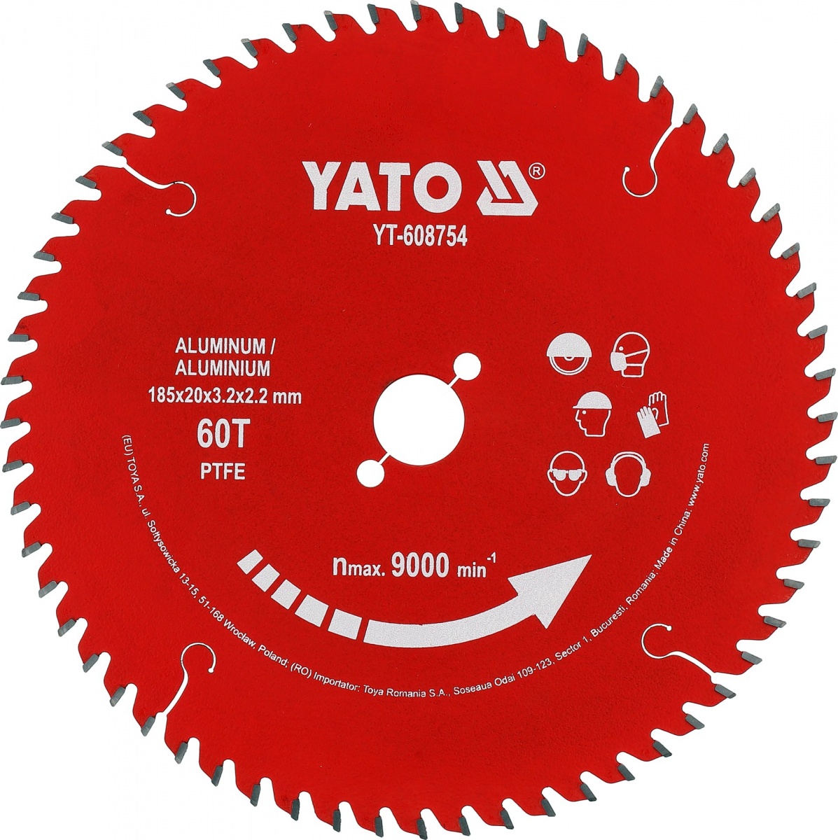 TCT saw blade for aluminum and non-ferrous metals | 185 mm | 60 teeth | 20 mm (YT-608754)