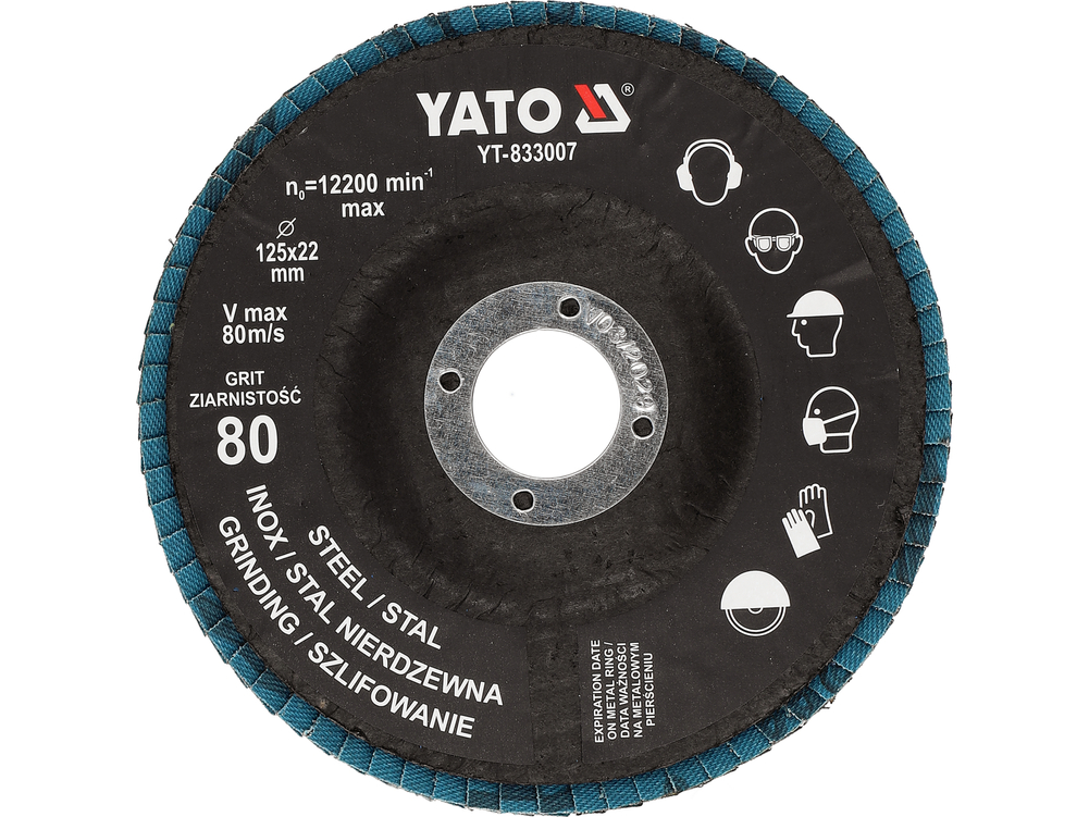 Šlifavimo diskas lapelinis | ZIRCONIUM | P80 | 125X22mm | 10 vnt (YT-833002)