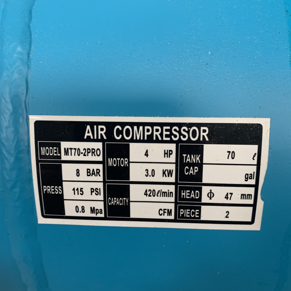 GTM PRO oro kompresorius 2cil / 70L 3kW 420 l / min (MT70-2PRO)