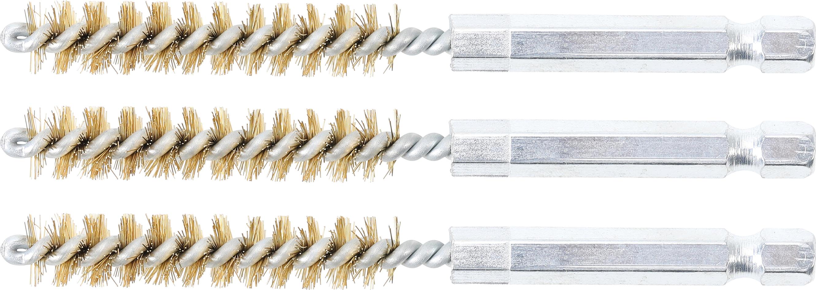 Žalvariniai šepečiai vamzdeliams | 9 mm | 6,3 mm (1/4") | 3 vnt. (3078-9-M)