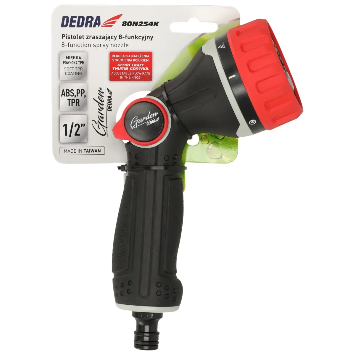 8 funkcijų purškimo pistoletas, GARDEN DEDRA 80N254K, TURBO THUMB CONTROL
