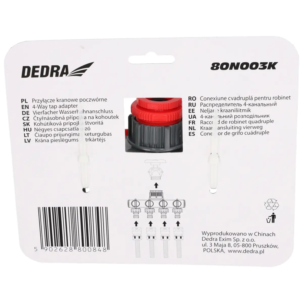 Čiaupo prijungimas keturgubas 1/2"-3/4"-1", kortele