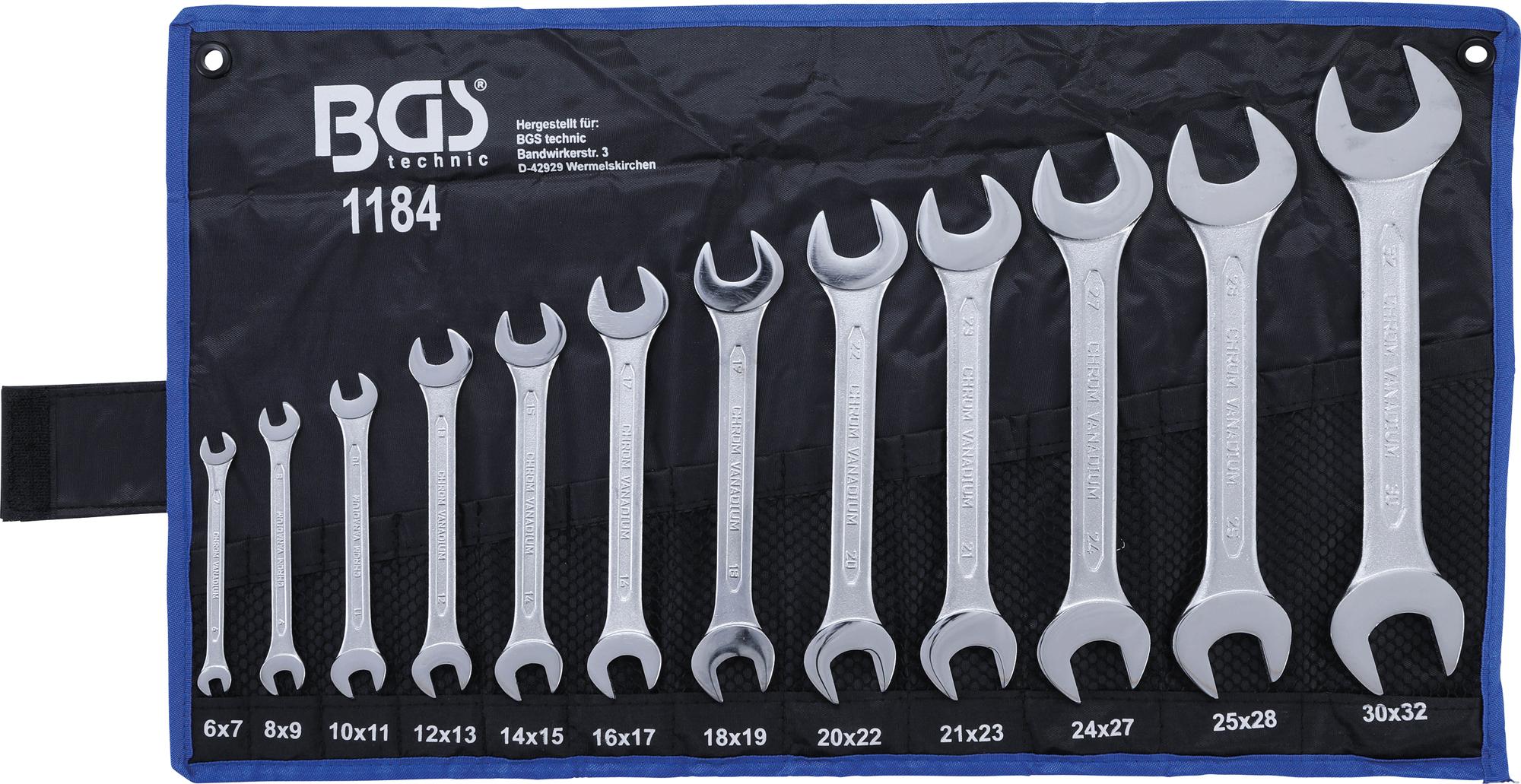 Plokščių raktų rinkinys atvirais galais | 6x7 - 30x32 mm | 12 vnt. (1184)