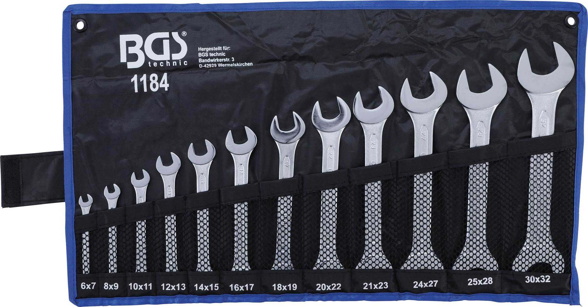 Plokščių raktų rinkinys atvirais galais | 6x7 - 30x32 mm | 12 vnt. (1184)