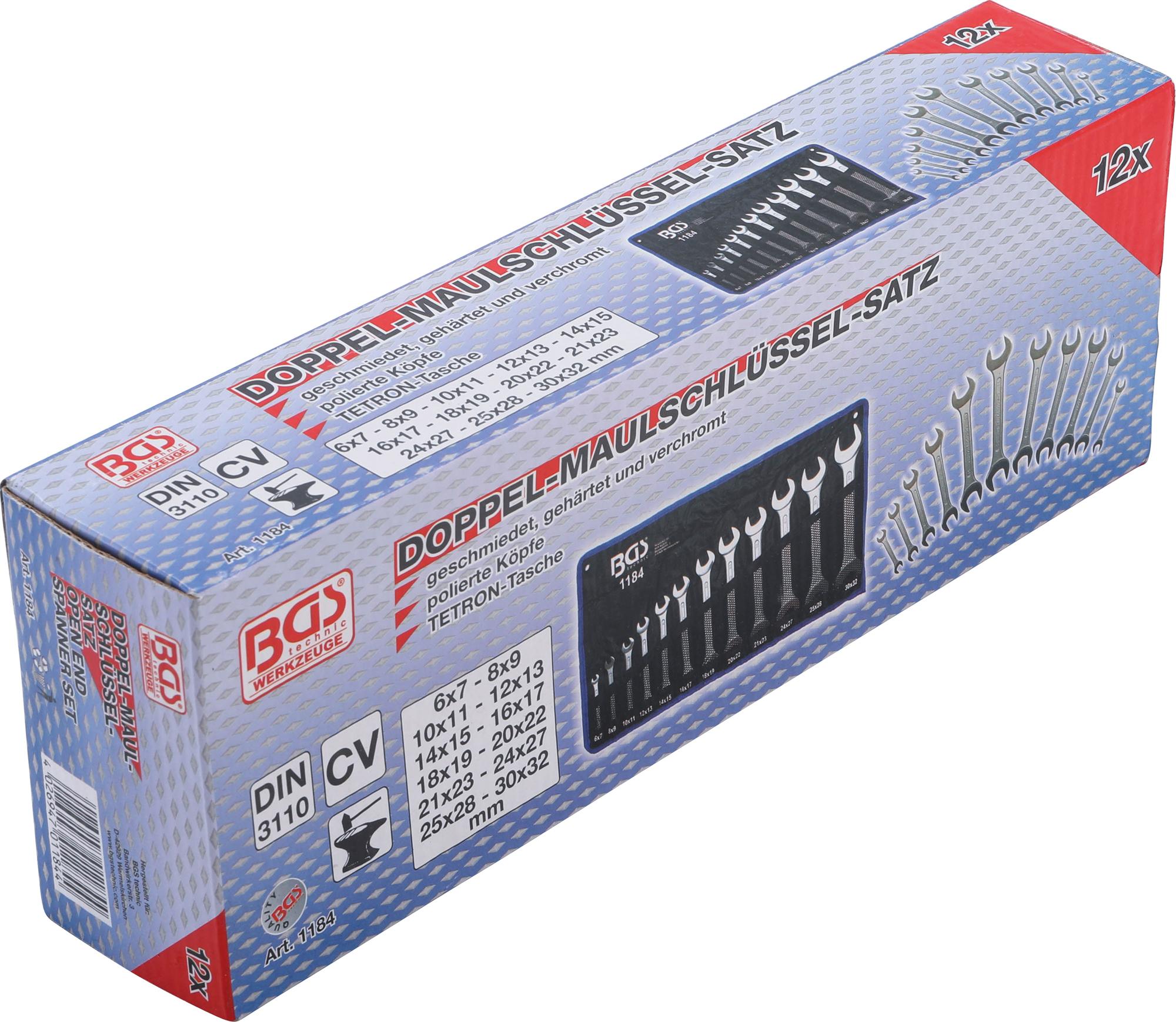 Plokščių raktų rinkinys atvirais galais | 6x7 - 30x32 mm | 12 vnt. (1184)