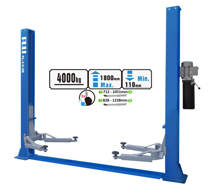 Hidraulinis dviejų kolonų keltuvas su mechaniniais saugumo fiksatoriais, 4.0t - 4.0t, 220V(PL402B220V)