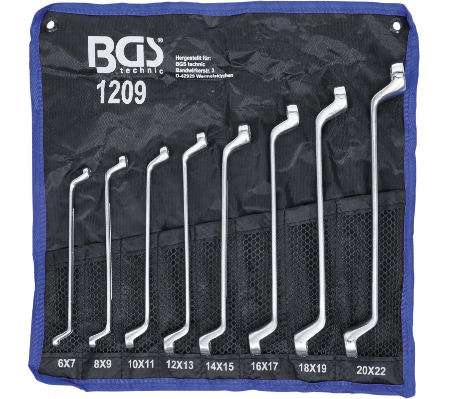 Double Ring Spanner Set | offset | 6x7 - 20x22 mm | 8 pcs (1209)
